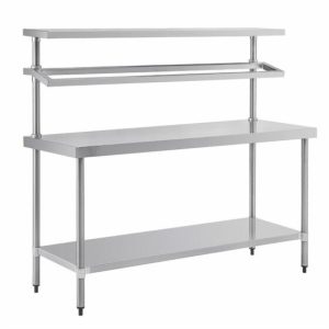 Vogue Edelstahl Arbeitstisch mit Aufsatz 180cm