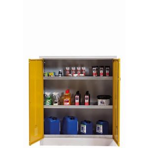 Chemikalienschrank asecos CF-CLASSIC, Flügeltüren, Front Sicherheitsgelb, B 1200 x T 500 x H 1400 mm Chemikalienschrank asecos CF-CLASSIC, Flügeltüren, Front Sicherheitsgelb, B 1200 x T 500 x H 1400 mm