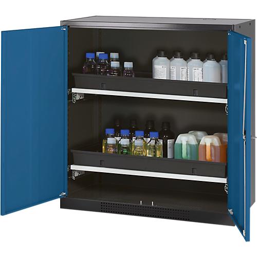 Chemikalienschrank Asecos CS-CLASSIC, Flügeltür, 2 Auszugswannen, 1055x520x1105 mm, enzianblau