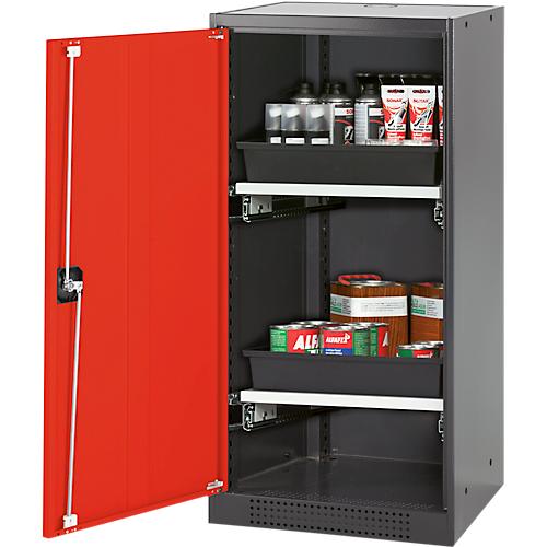 Chemikalienschrank Asecos CS-CLASSIC, Flügeltür, 2 Auszugswannen, 545x520x1105 mm, verkehrsrot