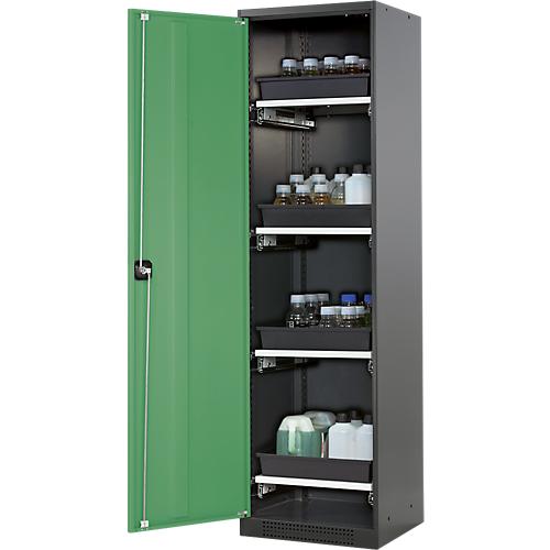 Chemikalienschrank Asecos CS-CLASSIC, Flügeltür, 4 Auszugswannen, 545x520x1950 mm, resedagrün