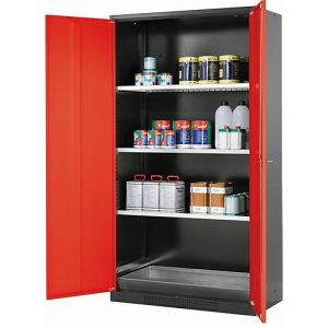 Chemikalienschrank asecos CS-CLASSIC, Flügeltüren, Front Verkehrsrot, B 1055 x T 520 x H 1950 mm Chemikalienschrank asecos CS-CLASSIC, Flügeltüren, Front Verkehrsrot, B 1055 x T 520 x H 1950 mm