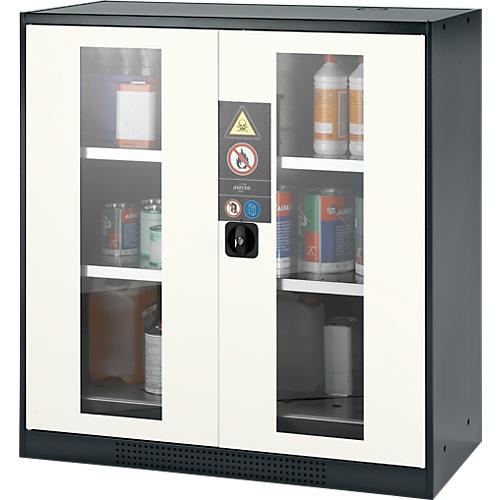Chemikalienschrank Asecos CS-CLASSIC-G, Flügeltür m. Glasauschnitt, 2 Böden, 1055x520x1105 mm, reinweiß