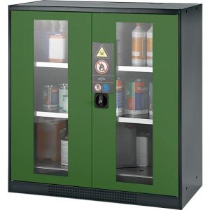 Chemikalienschrank Asecos CS-CLASSIC-G, Flügeltür m. Glasauschnitt, 2 Böden, 1055x520x1105 mm, resdagrün Chemikalienschrank Asecos CS-CLASSIC-G, Flügeltür m. Glasauschnitt, 2 Böden, 1055x520x1105 mm, resdagrün