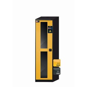 Chemikalienschrank asecos CS-CLASSIC-G, Flügeltür mit Glasausschnitt, Anschlag links, Front Sicherheitsgelb, B 545 x T 520 x H 1950 mm Chemikalienschrank asecos CS-CLASSIC-G, Flügeltür mit Glasausschnitt, Anschlag links, Front Sicherheitsgelb, B 545 x T 520 x H 1950 mm