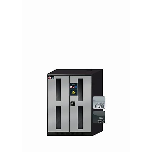 Chemikalienschrank asecos CS-CLASSIC-G, Flügeltüren mit Glasausschnitt, Front asecos Silber, B 810 x T 520 x H 1105 mm
