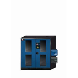 Chemikalienschrank asecos CS-CLASSIC-G, Flügeltüren mit Glasausschnitt, Front Enzianblau, B 1055 x T 520 x H 1105 mm Chemikalienschrank asecos CS-CLASSIC-G, Flügeltüren mit Glasausschnitt, Front Enzianblau, B 1055 x T 520 x H 1105 mm