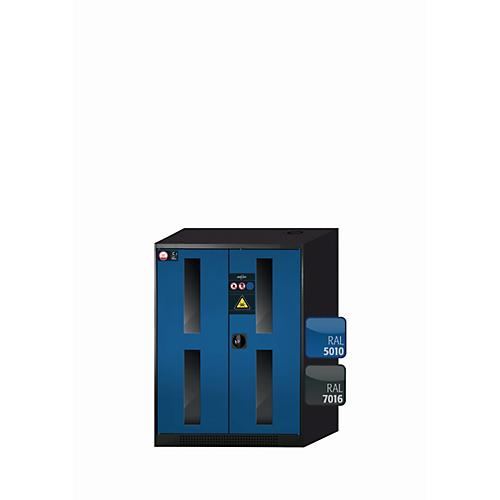 Chemikalienschrank asecos CS-CLASSIC-G, Flügeltüren mit Glasausschnitt, Front Enzianblau, B 810 x T 520 x H 1105 mm
