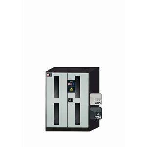 Chemikalienschrank asecos CS-CLASSIC-G, Flügeltüren mit Glasausschnitt, Front Lichtgrau, B 810 x T 520 x H 1105 mm