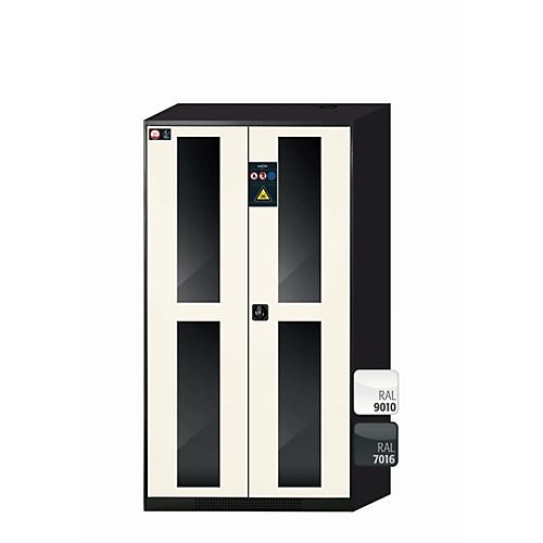 Chemikalienschrank asecos CS-CLASSIC-G, Flügeltüren mit Glasausschnitt, Front Reinweiß, B 1055 x T 520 x H 1950 mm