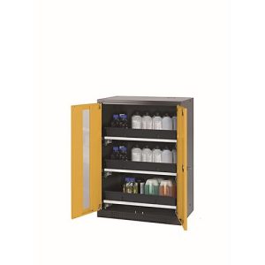 Chemikalienschrank asecos CS-CLASSIC-G, Flügeltüren mit Glasausschnitt, Front Sicherheitsgelb, B 810 x T 520 x H 1105 mm Chemikalienschrank asecos CS-CLASSIC-G, Flügeltüren mit Glasausschnitt, Front Sicherheitsgelb, B 810 x T 520 x H 1105 mm