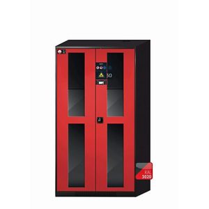 Chemikalienschrank asecos CS-CLASSIC-GF, Flügeltüren mit Glasausschnitt, Front Verkehrsrot, B 1055 x T 520 x H 1950 mm Chemikalienschrank asecos CS-CLASSIC-GF, Flügeltüren mit Glasausschnitt, Front Verkehrsrot, B 1055 x T 520 x H 1950 mm