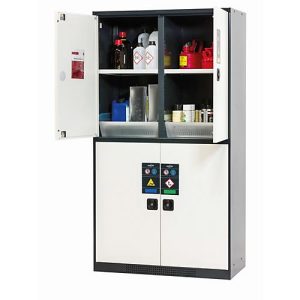 Chemikalienschrank asecos CS-CLASSIC-MultiRisk, Flügeltüren, Front Reinweiß, B 1055 x T 520 x H 1950 mm Chemikalienschrank asecos CS-CLASSIC-MultiRisk, Flügeltüren, Front Reinweiß, B 1055 x T 520 x H 1950 mm