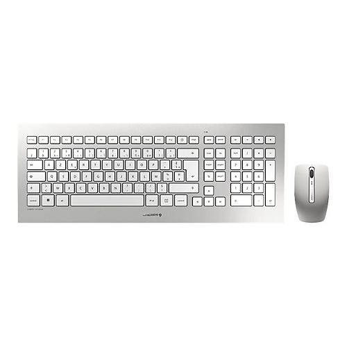 CHERRY DW 8000 - Tastatur-und-Maus-Set - kabellos - RF, 2.4 GHz - Französisch - weiß, Silber