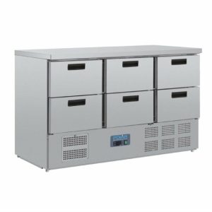 POLAR Kühltisch mit 6 Schubladen, 1370x700x870 mm POLAR Kühltisch mit 6 Schubladen, 1370x700x870 mm