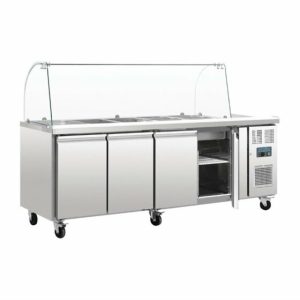 POLAR 4-türige GN-Saladette mit Glasaufsatz, 2230x700x1360 mm POLAR 4-türige GN-Saladette mit Glasaufsatz, 2230x700x1360 mm