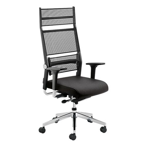 Dauphin Chefsessel Lordo, mit Armlehnen, Synchronmechanik, Flachsitz, Kopfstütze, schwarz transparent/schwarz