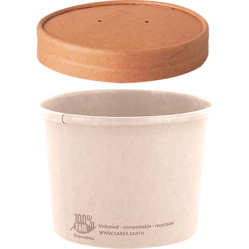 Deckel Papstar pure, für Suppenbecher, Ø 98 mm, 25 Stk., kompostierbar, Frischfaser-Karton, braun