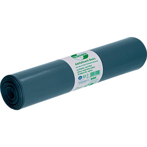Deiss Abfallsäcke Strong, 100% PCR Recycling-LDPE, 120 Liter, besonders reißfest, B 700 x H 1100 mm, natur, 31 µm, 250 Stück