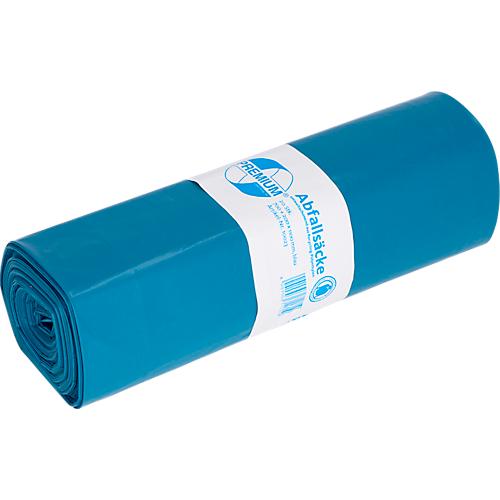 Deiss PREMIUM® Abfallsäcke, 140 Liter, Recycling-LDPE, robust & reißfest, blau, B 700+200 x H 1100 mm, 60 µm, 200 Stück