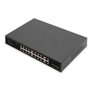 DIGITUS DN-95358 – Switch – 19′ – unmanaged – 16 x 10/100/1000 (PoE+) + 2 x 10/100/1000 + 2 x Gigabit SFP (Uplink) – an Rack montierbar DIGITUS DN-95358 – Switch – 19′ – unmanaged – 16 x 10/100/1000 (PoE+) + 2 x 10/100/1000 + 2 x Gigabit SFP (Uplink) – an Rack montierbar