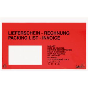 Dokumententasche/Lieferscheintasche SecurePack, DIN lang, mit Aufdruck, Sichtfenster, selbstklebend, wasserfest, PCR & FSC®-Kraftpapier, rot, 250 Stück Dokumententasche/Lieferscheintasche SecurePack, DIN lang, mit Aufdruck, Sichtfenster, selbstklebend, wasserfest, PCR & FSC®-Kraftpapier, rot, 250 Stück