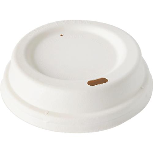 Domdeckel für Trinkbecher Papstar Pure Zero, mikrowellengeeignet, Ø 80 x H 25 mm, aus FSC®-zertifizierter Zuckerrohr-Pappe, cremefarben, 50 Stück