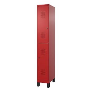 Doppelstöckiger Feuerwehrspind C+P Flexo White, 1 Abteil mit 2 Fächern, Füße, B 300 x T 500 x H 1950 mm, RAL 3000 Feuerrot/RAL 7021 Schwarzgrau Doppelstöckiger Feuerwehrspind C+P Flexo White, 1 Abteil mit 2 Fächern, Füße, B 300 x T 500 x H 1950 mm, RAL 3000 Feuerrot/RAL 7021 Schwarzgrau