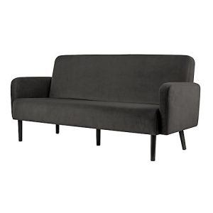 Dreisitzer Sofa easyChair® by Paperflow LISBOA, Samtbezug anthrazit, Fußgestell schwarz, B 1760 x T 815 x H 830 mm Dreisitzer Sofa easyChair® by Paperflow LISBOA, Samtbezug anthrazit, Fußgestell schwarz, B 1760 x T 815 x H 830 mm