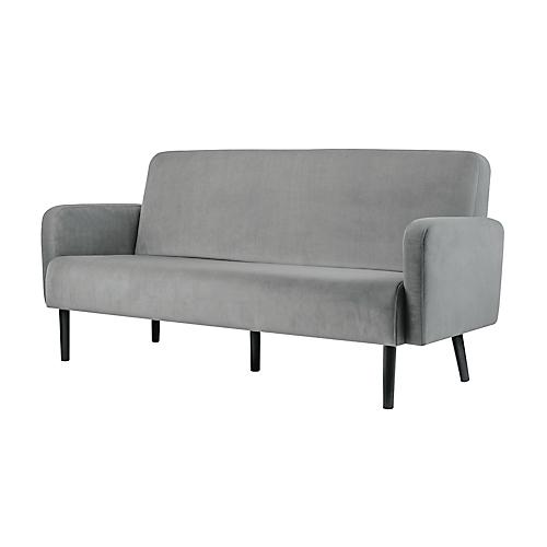 Dreisitzer Sofa easyChair® by Paperflow LISBOA, Samtbezug grau, Fußgestell schwarz, B 1590 x T 550 x H 430 mm