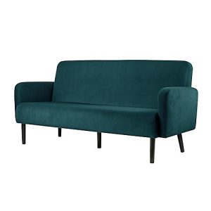 Dreisitzer Sofa easyChair® by Paperflow LISBOA, Samtbezug grün, Fußgestell schwarz, B 1760 x T 815 x H 830 mm Dreisitzer Sofa easyChair® by Paperflow LISBOA, Samtbezug grün, Fußgestell schwarz, B 1760 x T 815 x H 830 mm