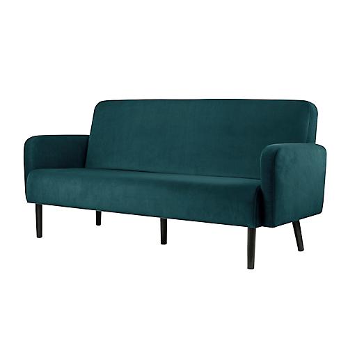 Dreisitzer Sofa easyChair® by Paperflow LISBOA, Samtbezug grün, Fußgestell schwarz, B 1760 x T 815 x H 830 mm