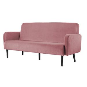 Dreisitzer Sofa easyChair® by Paperflow LISBOA, Samtbezug pink, Fußgestell schwarz, B 1760 x T 815 x H 830 mm Dreisitzer Sofa easyChair® by Paperflow LISBOA, Samtbezug pink, Fußgestell schwarz, B 1760 x T 815 x H 830 mm