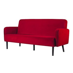 Dreisitzer Sofa easyChair® by Paperflow LISBOA, Samtbezug rot, Fußgestell schwarz, B 1760 x T 815 x H 830 mm Dreisitzer Sofa easyChair® by Paperflow LISBOA, Samtbezug rot, Fußgestell schwarz, B 1760 x T 815 x H 830 mm