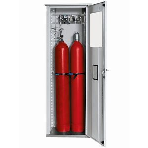 Druckgasflaschenschrank G-OD Standard, Doppelflügeltür, klappbarer Glasausschnitt, 2x 50 l Flaschen, B 706 x T 400 x H 2149 mm Druckgasflaschenschrank G-OD Standard, Doppelflügeltür, klappbarer Glasausschnitt, 2x 50 l Flaschen, B 706 x T 400 x H 2149 mm