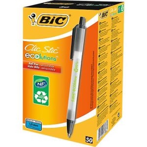 Druckkugelschreiber BIC® ECOlutions® Clic Stic, 0,4 mm, recycelt, schwarz, 50 Stück Druckkugelschreiber BIC® ECOlutions® Clic Stic, 0,4 mm, recycelt, schwarz, 50 Stück