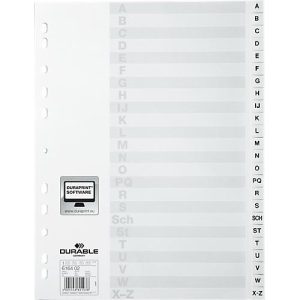 Durable Kunststoffregister, DIN A4, Buchstaben A-Z(24 Fächer), weiß Durable Kunststoffregister, DIN A4, Buchstaben A-Z(24 Fächer), weiß