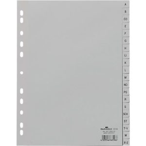 Durable Kunststoffregister, DIN A4 hoch, Buchstaben A-Z (20 Fächer), grau Durable Kunststoffregister, DIN A4 hoch, Buchstaben A-Z (20 Fächer), grau
