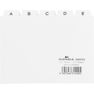 Durable Leitregister, DIN A6, Buchstaben A-Z, Kunststoff, weiß Durable Leitregister, DIN A6, Buchstaben A-Z, Kunststoff, weiß