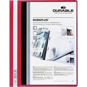 Durable Präsentations-Sichthefter DURAPLUS extrabreit, PVC-Hartfolie, 25 Stück, rot Durable Präsentations-Sichthefter DURAPLUS extrabreit, PVC-Hartfolie, 25 Stück, rot