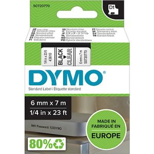 DYMO® Schriftbandkassette D1 43610, 6 mm breit, transparent/schwarz DYMO® Schriftbandkassette D1 43610, 6 mm breit, transparent/schwarz