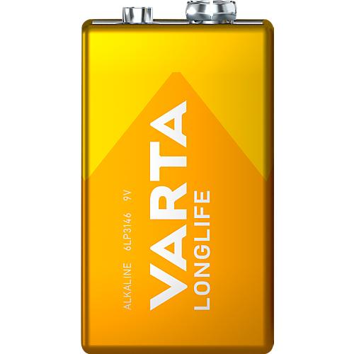 E-Block Batterie VARTA Longlife, 9 V, besonders lange Lebensdauer, 1 Stück, Alkali Mangan
