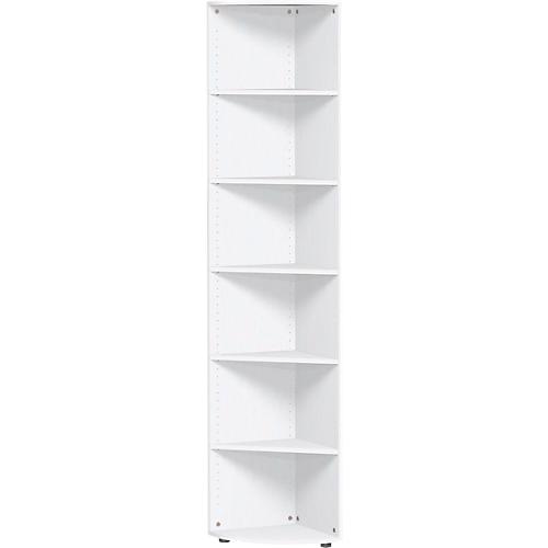Eckabschlussregal PALENQUE, 6 OH, B 400 x T 400 x H 2160 mm, weiß