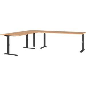 Eckschreibtisch Agenda Home, mechanisch höhenverstellbar, B 2600 x T 2200 x H 680-910 mm, Grandson-Eiche/Schwarz Eckschreibtisch Agenda Home, mechanisch höhenverstellbar, B 2600 x T 2200 x H 680-910 mm, Grandson-Eiche/Schwarz