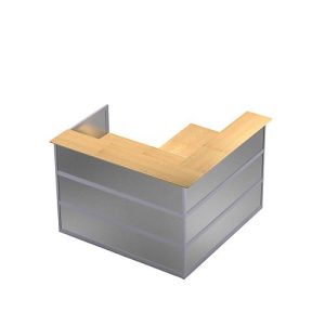 Ecktheke Tool, B 1500 x T 1500 x H 1100 mm, Buche-Dekor/MDF silber Ecktheke Tool, B 1500 x T 1500 x H 1100 mm, Buche-Dekor/MDF silber