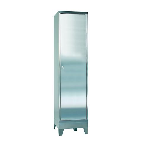 Edelstahl-Vitrinenschrank, 1-türig, mit 4 Füßen, B 500 x T 500 x H 2000 mm