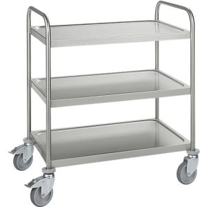 Edelstahlwagen, B675 x T445 mm, Vollgummi, Radgehäuse verzinkt Edelstahlwagen, B675 x T445 mm, Vollgummi, Radgehäuse verzinkt
