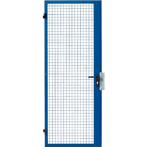 Einflügeltür, für Gittertrennsystem, Türanschlag rechts/links, B 850 x H 2070 mm, mit Panikschloss, blau