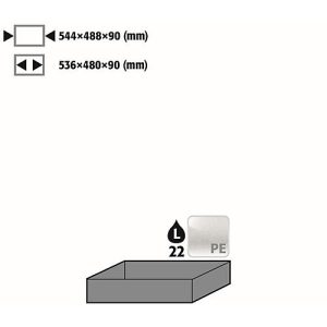 Einlegewanne für asecos Sicherheitsschränke der Q30, Q90 und S90 Serie, Polypropylen, grau, B 578 x T 500 x H 96 mm, 23 l