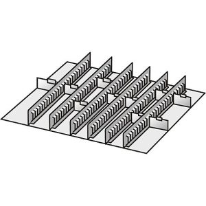 Einrichtungs-Sortiment, 6 Zwischenstege/10 Trennwände, 50 mm, Stahlblech Einrichtungs-Sortiment, 6 Zwischenstege/10 Trennwände, 50 mm, Stahlblech